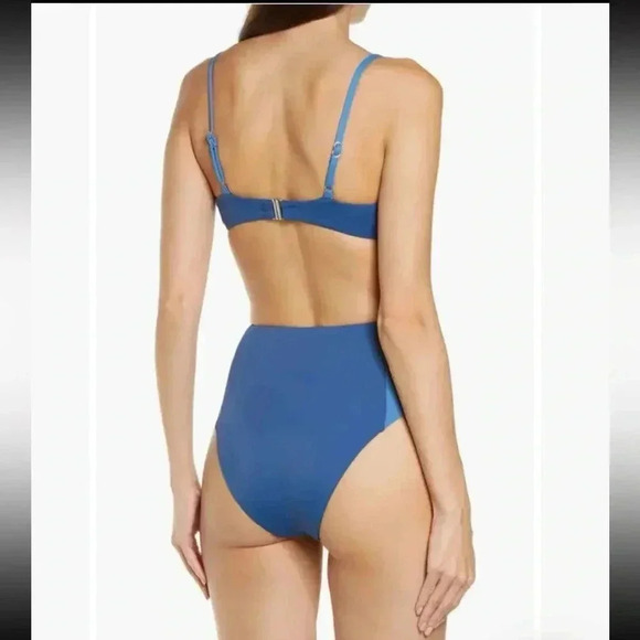 Veronica Beard Bikini Set Dyer Bikini Top & Ormond Bikini Bottom in Blue Marina - Picture 2 of 9